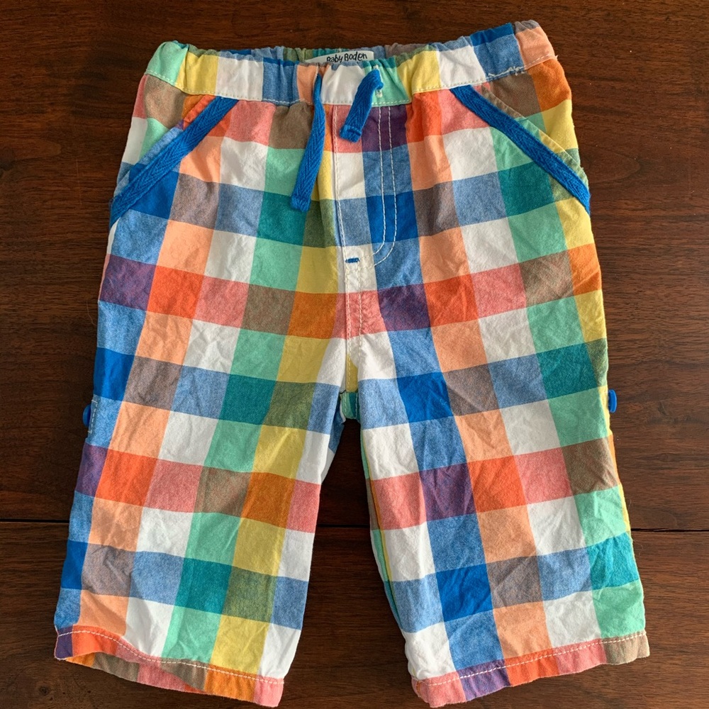 Baby Boden plaid roll up pants